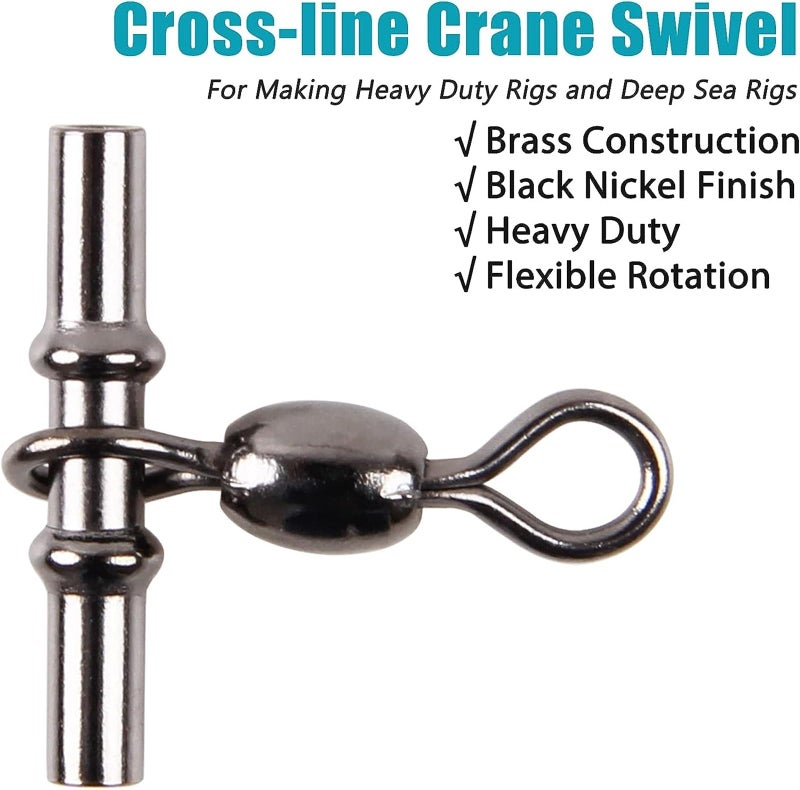 LAMAY 50pcs Fishing Cross Line 3 Way Swivel, T-Shape Sleeve Swivels for Deep Drop Rigs Heavy Duty Crossline Crane Swivel Connecter Saltwater Fishing Tackle (Size : 1x2) - Image 4